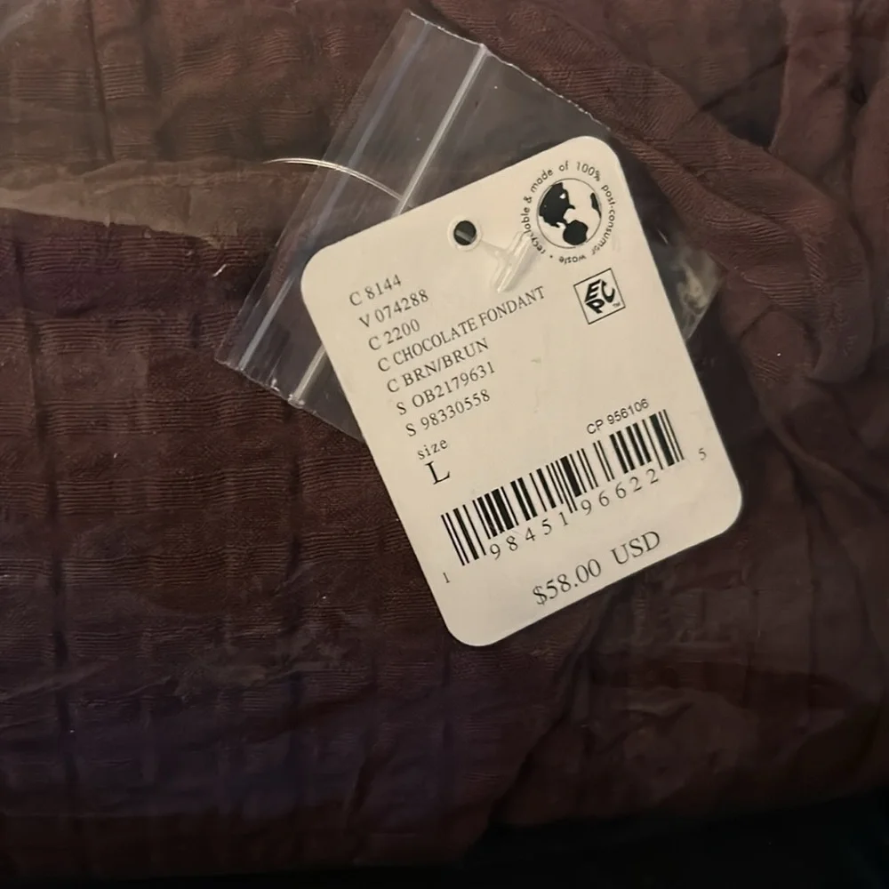 NWT Free People Pucker Check Wrap Shorts chocolate fondant brown Large